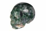 Realistic, Polished Moss Agate Skull #116552-1